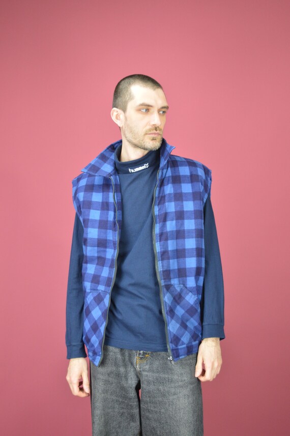 ベスト・ジレ No.1169 VTG check shirt VEST wee9s ベスト ジレ vintage like big collar denim vest