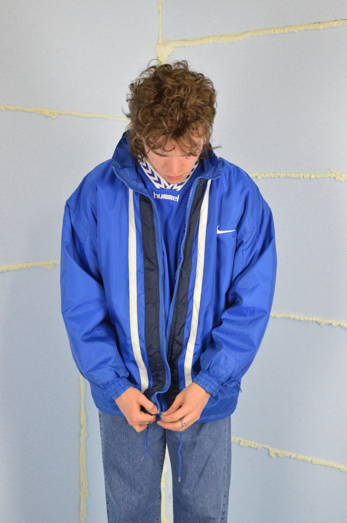 Vintage blue NIKE puffer bomber jacket | Etsy