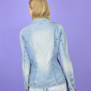 Vintage blue jeans classic denim bomber jacket W541 image 5