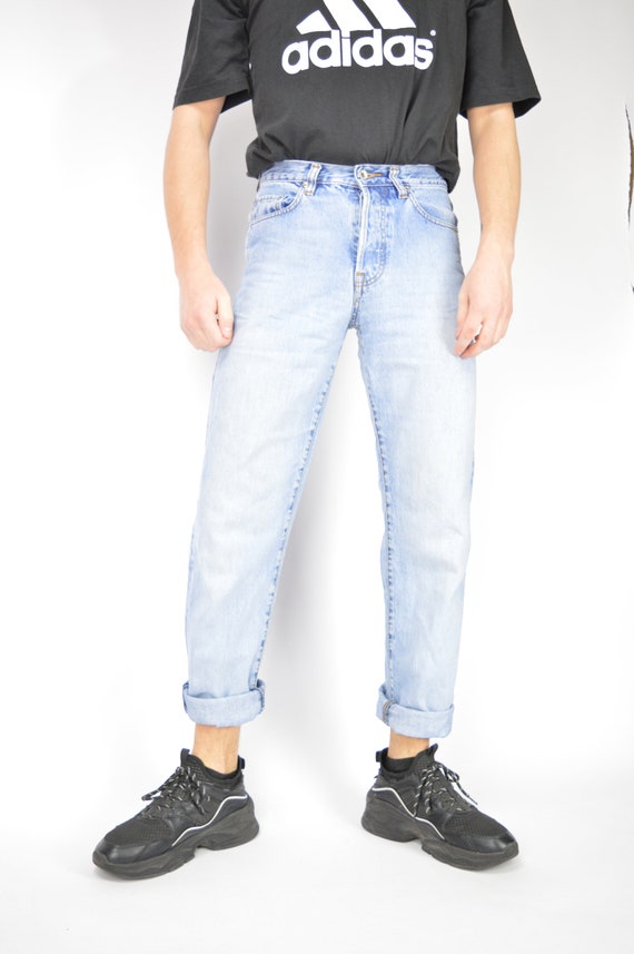 Vintage blue denim straight Jeans trousers {381}