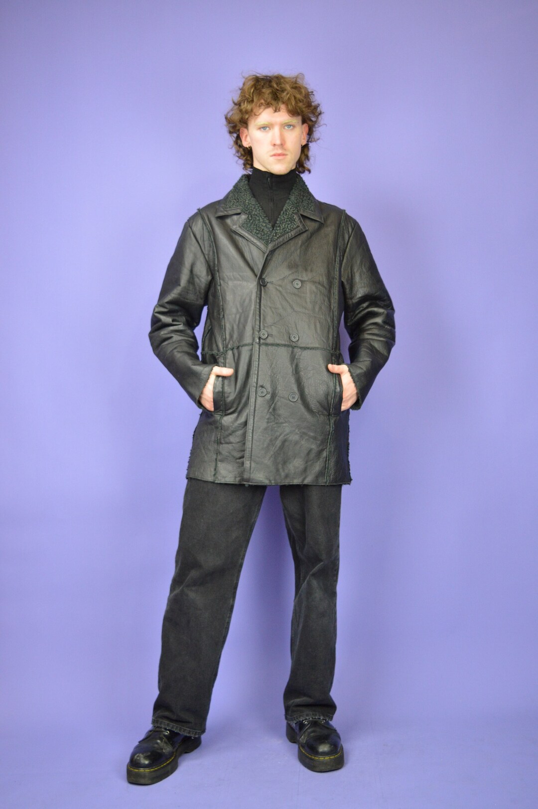 Vintage Black Classic 80's Rave Leather Jacket Coat C208 - Etsy