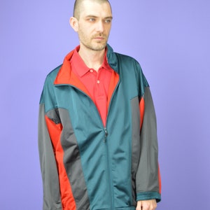 Vintage Three Colour Graphic Track Jacket for Men | Retro 80s/90s Colorblock Jacket | Graphic Sports Jacket | Vintage Track Jacket {TJ129}