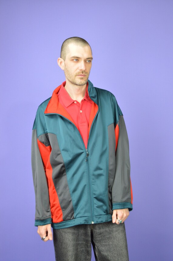 Vintage Colorblock Track Jacket: 80s/90s Retro Graphic Sportswear