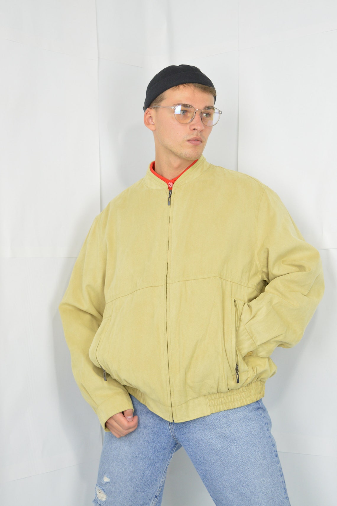 Vintage yellow classic windbreaker bomber jacket J65 Etsy