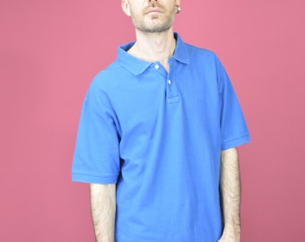Vintage FILA Polo Shirt XL: 90s Retro Blue Cotton Top
