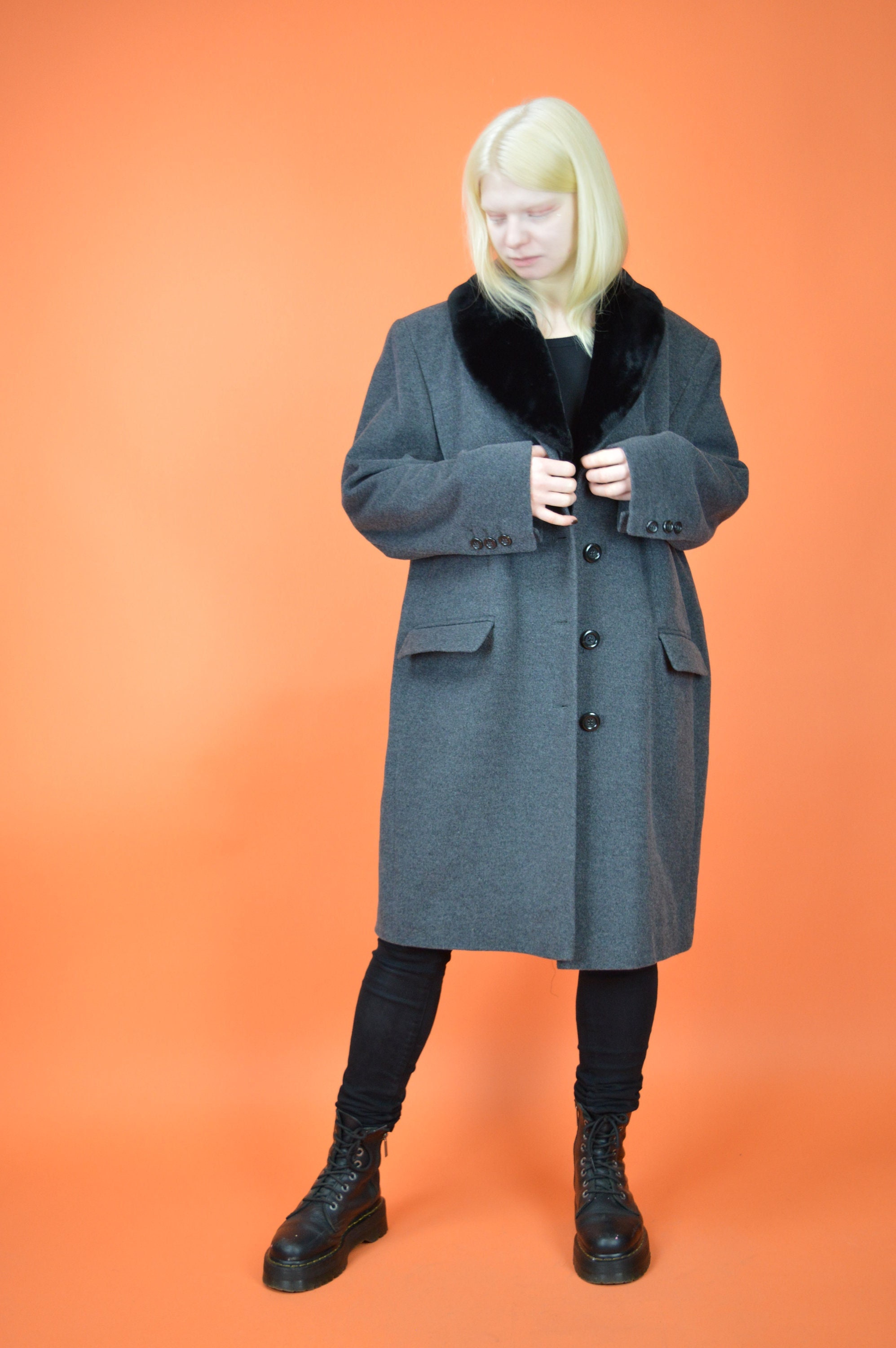 Vintage Grey Classic 80's Long Wool Coat {W701} - Etsy