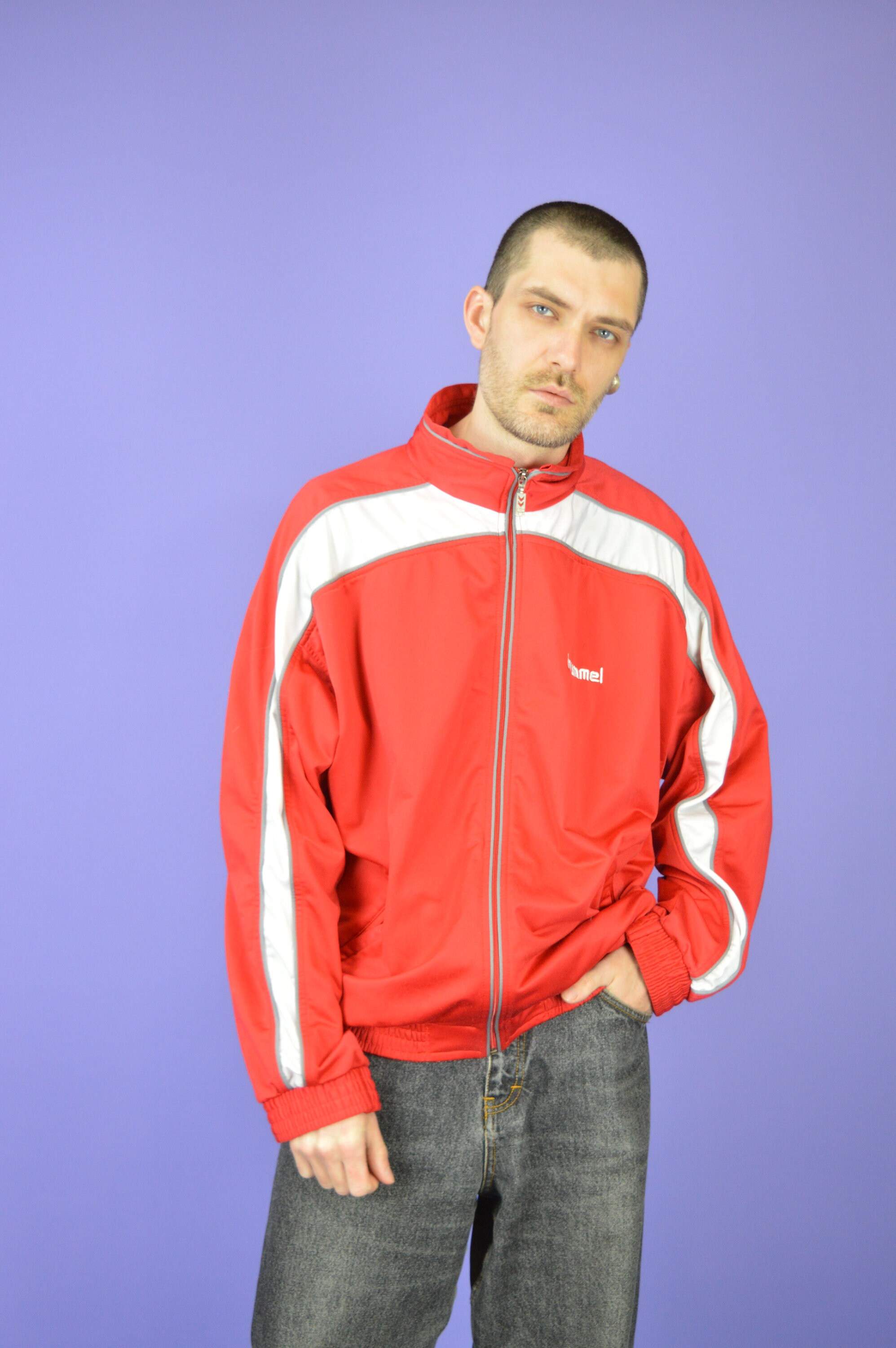 Vintage red HUMMEL sports graphic track jacket TJ75
