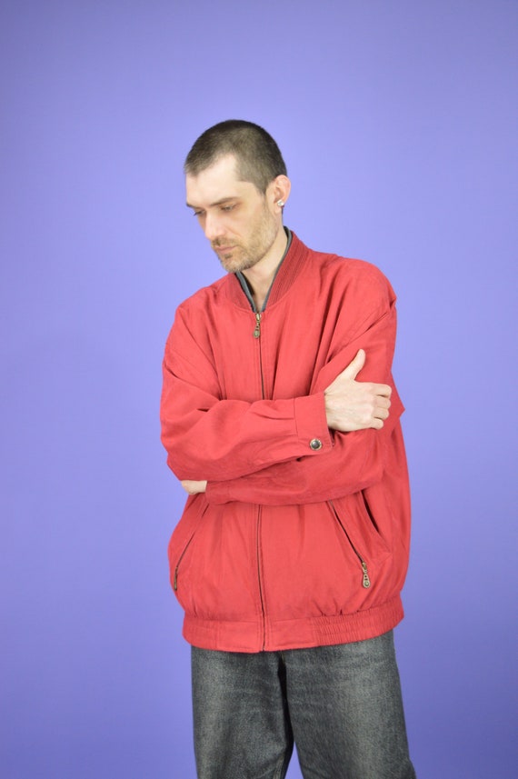 Vintage red classic windbreaker bomber jacket {J1… - image 5