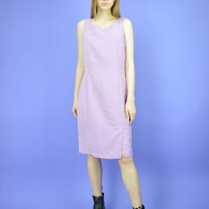 Vestido longo vintage rosa claro clássico dos anos 80 | Tamanho M | Moda retrô dos anos 80 | Vestido camisa atemporal | Vestido casual vintage {W462}