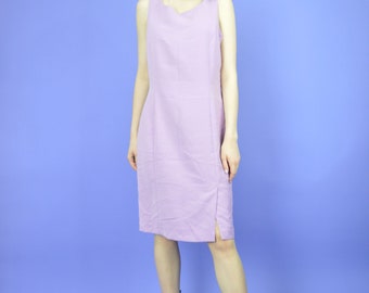 Abito camicia rosa chiaro vintage anni '80 - Retro Casual Midi, taglia M