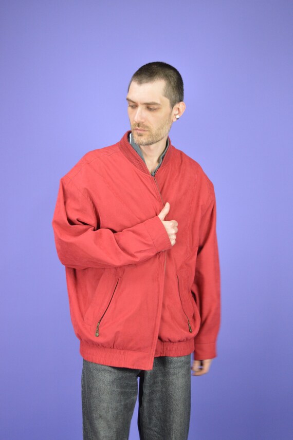 Vintage red classic windbreaker bomber jacket {J1… - image 4