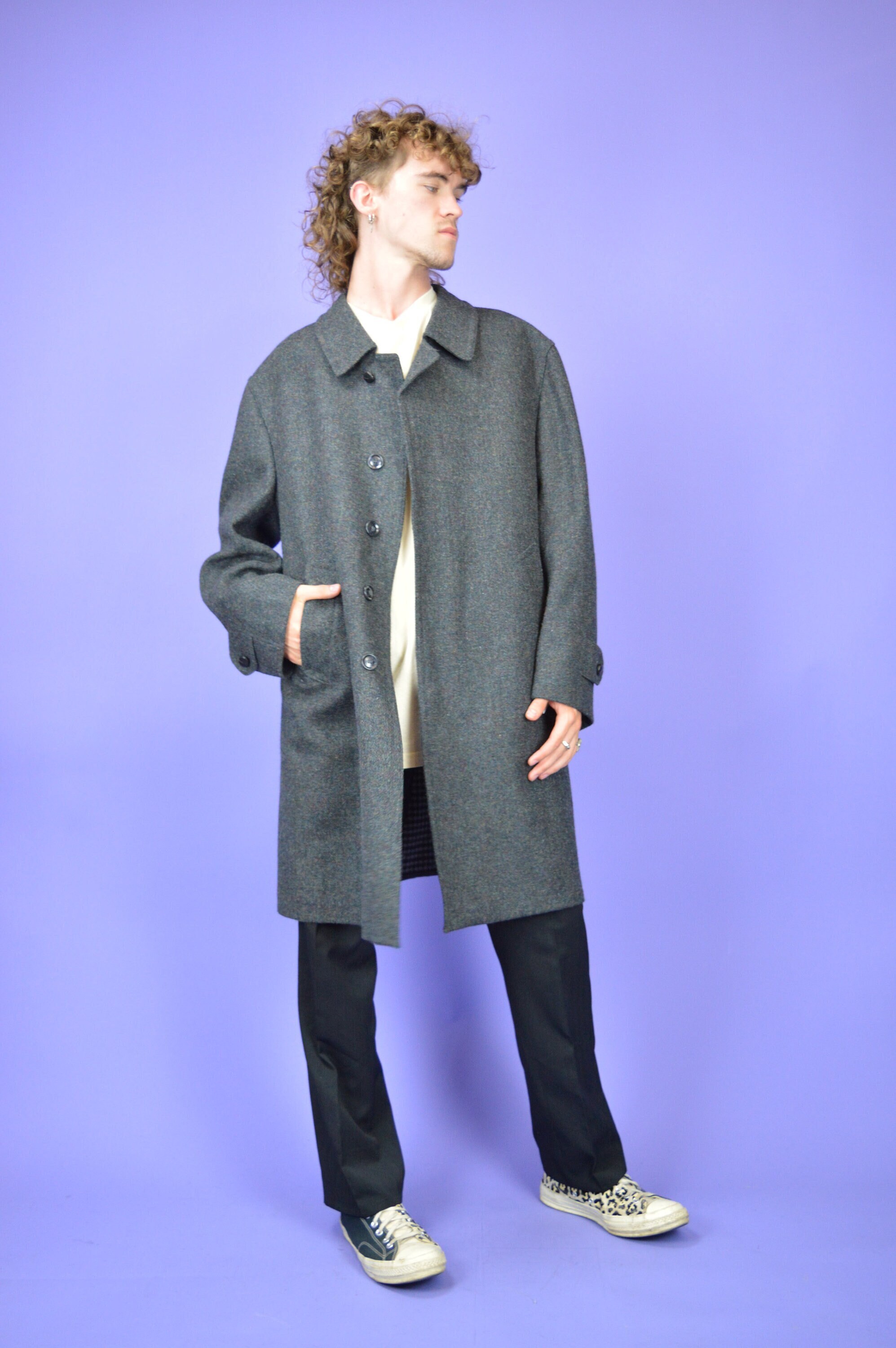Vintage Grey Classic 80's Wool Coat {C133} - Etsy