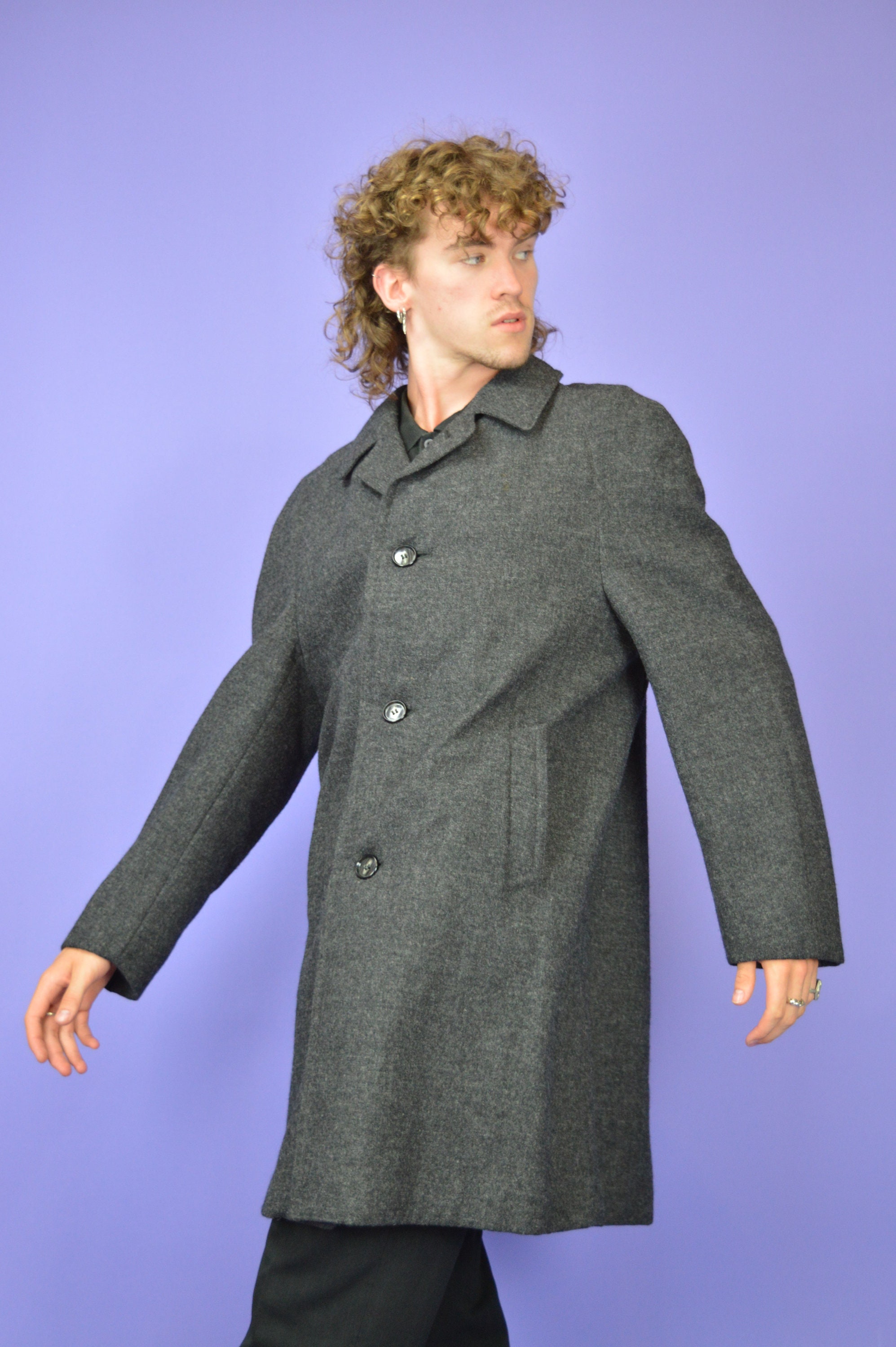 Vintage Dark Grey Classic 80's Warm Winter Wool Coat {C59} - Etsy