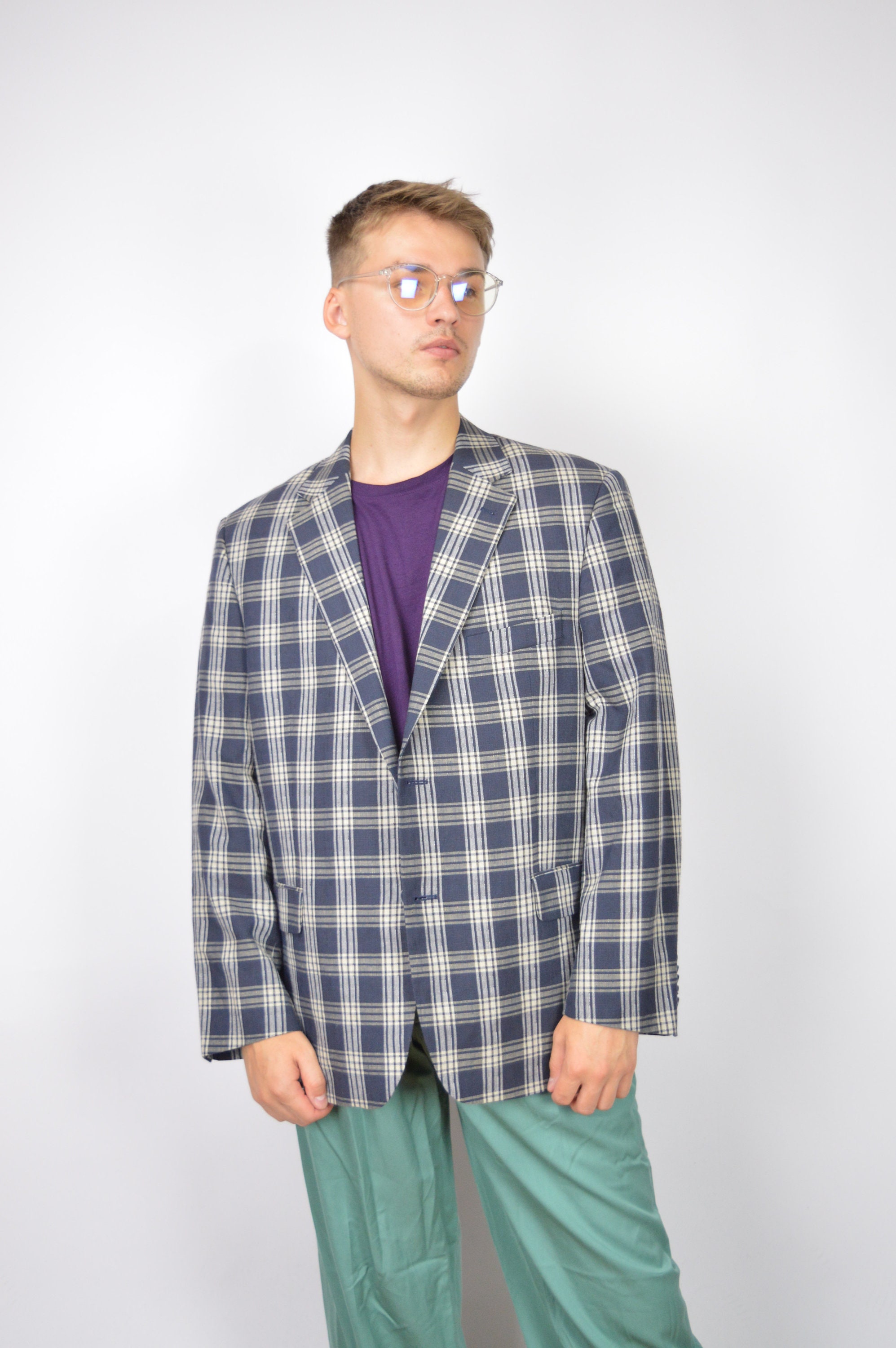 【vintage】80s check double breasted setup 80s Double Breasted - Etsy UK