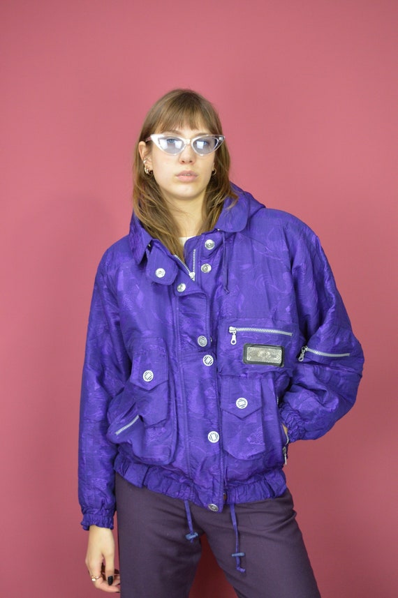 Vintage Purple Classic Graphic Puffer 