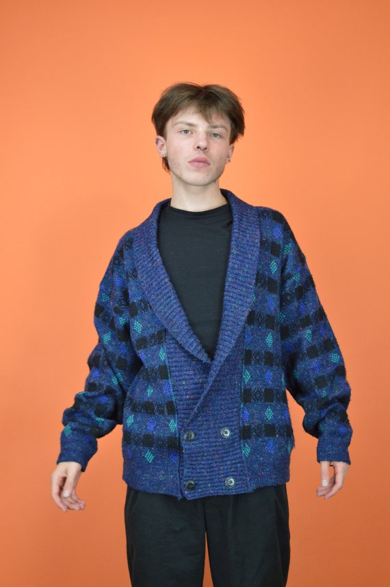 Vintage Blue Classic 80's Cardigan Sweatshirt {246} - Etsy Israel
