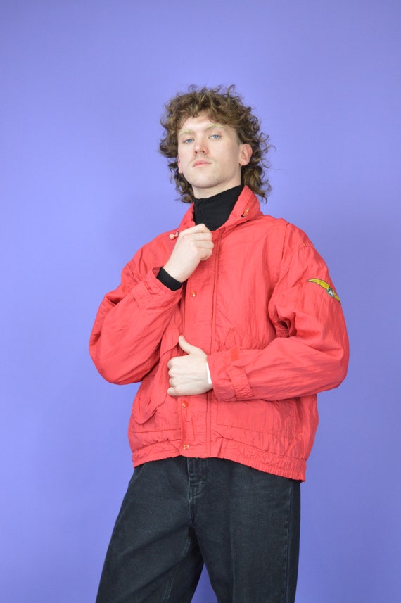 Vintage red classic windbreaker bomber jacket for… - image 5