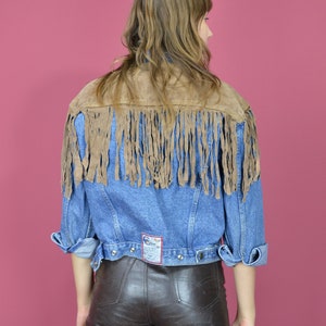 Vintage blue cowboy 80's denim jacket for women W65 image 3