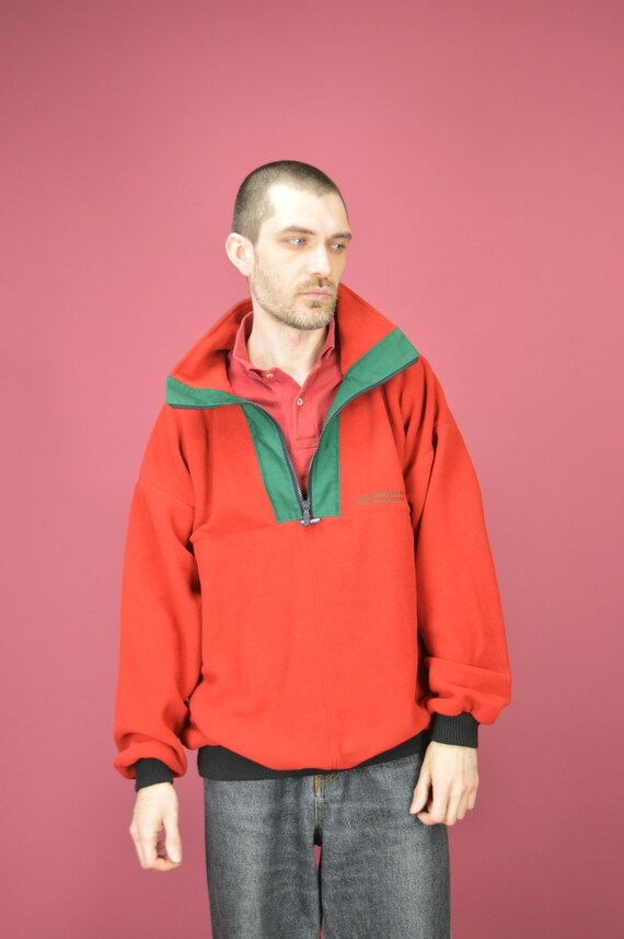ヴィンテージ レッド クラシック 1/4 ZIP フリース スウェットシャツ