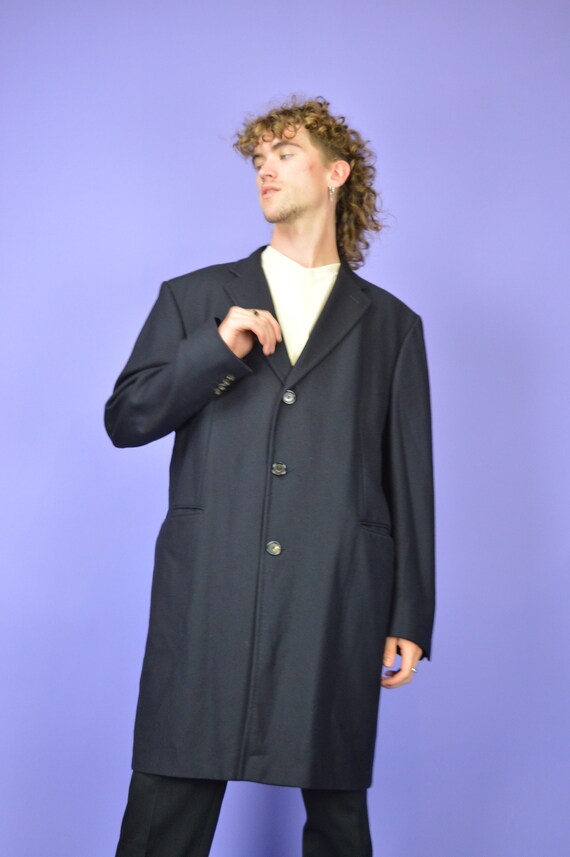 Vintage Dark Blue Classic 80's Wool Coat {C157} - Etsy