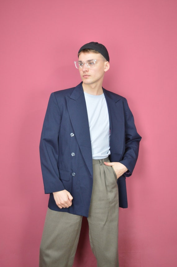 Vintage Dark Blue Classic 80's Suit Blazer 119 Etsy