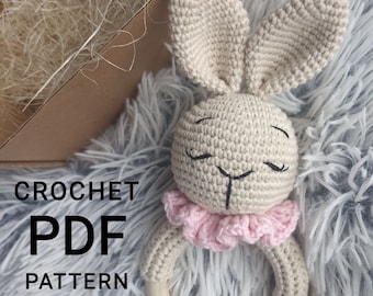 Bunny Rattle Toy Crochet pattern / DIY Newborn gift / Handmade baby shower gift | DIY rabbit crochet toy | PDF Tutorial in English