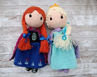Poupée au crochet Elsa et Anna : jouet inspiré de la princesse la Reine des neiges pour cadeau de Noël
