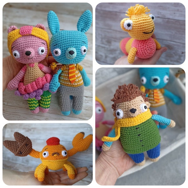 Fig the Fox / Maple the bear / Stick / Hedge Hedgehog / Tumble Leaf / Cartoon Character /Animation / Crochet Toy