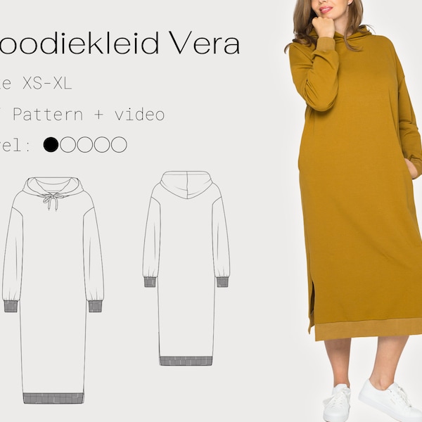 hoodie dress | digital pattern with video tutorial | sizes XS-XL