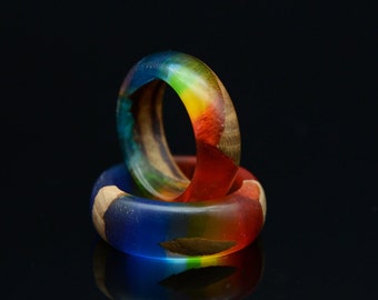 Gay Rings for Couple, Lesbian Rainbow Rings