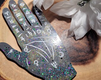 Resin Astro palmistry hand - altar decor - palm reading- astrology decor