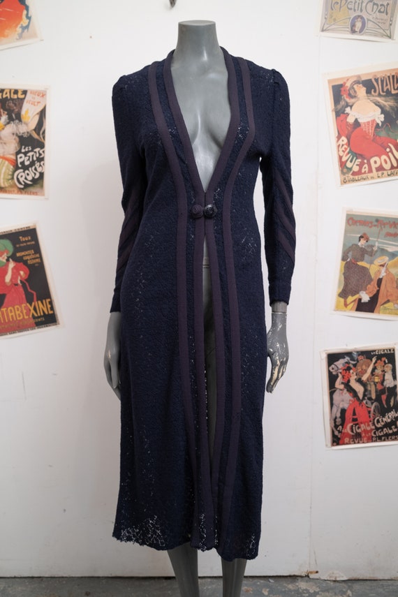 1930s Navy Maxi Cardigan