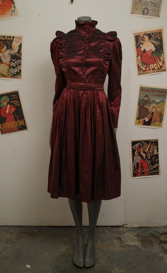 1980s Radley Burgundy Dress