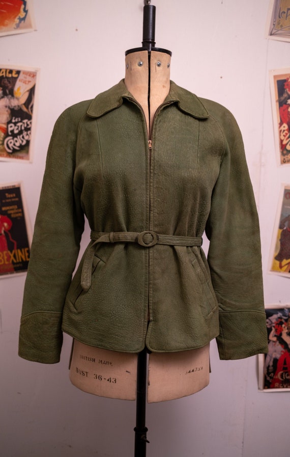 1950s Green Suede Leather Jacket