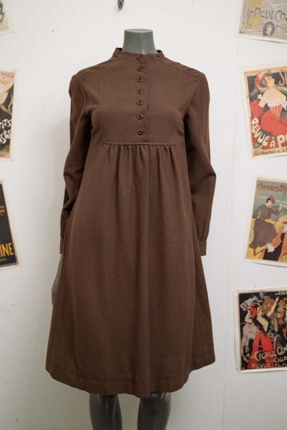 Vintage Jaeger Brown Wool Smock Dress