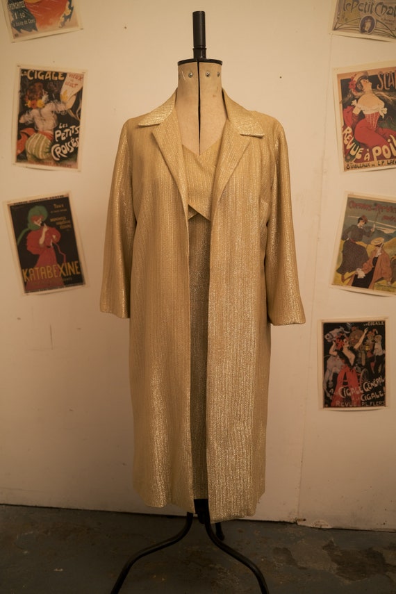 1950s Lurex Gold Two-Piece Dress and Jacket