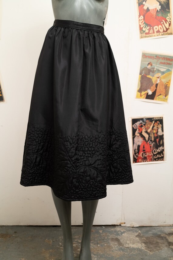 Vintage Quilted Black Skirt