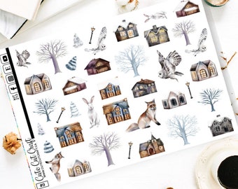 Crisp Winter Deco || Decorative Journal Planner Scrapbooking Stickers Happy Planner Erin Condren