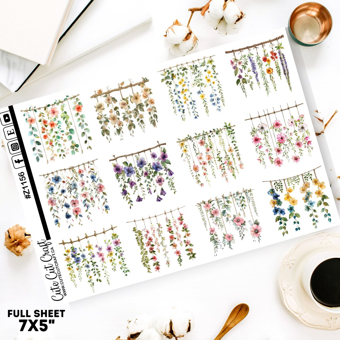 Floral Planner Stickers Cascading Florals Decorative Planner Sheet - Etsy
