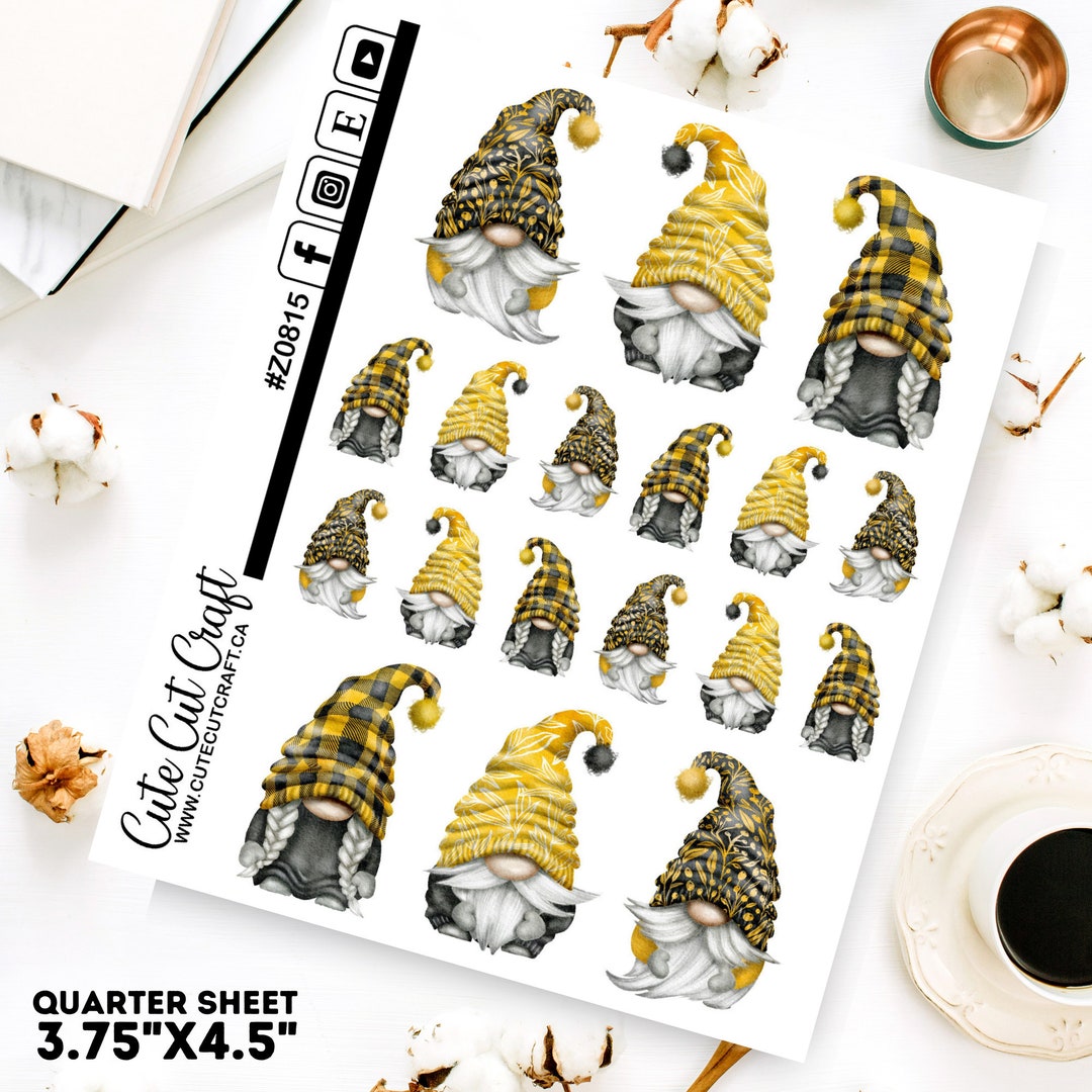 Gnome Planner Sticker Yellow Plaid Gnomes - Etsy