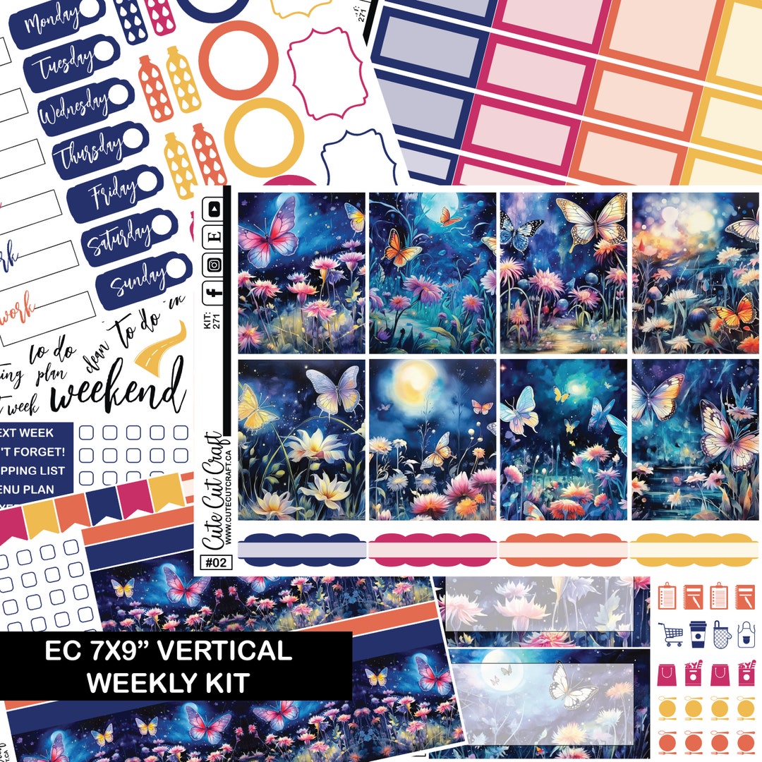 Weekly Sticker Kit Enchanted Butterfly Vertical Planner Erin Condren ...