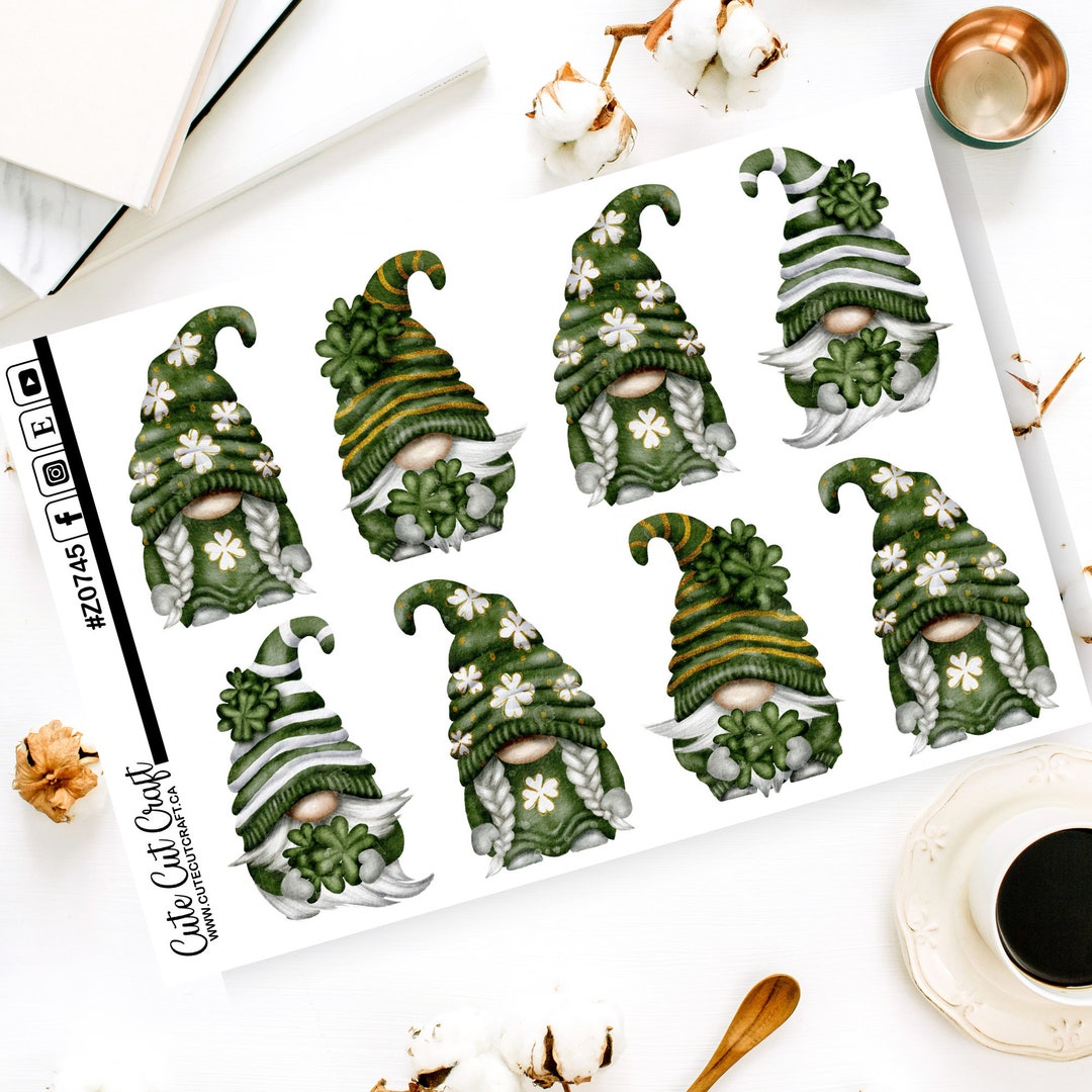 XL Gnome Planner Stickers 4 Leaf Clover Gnomes - Etsy
