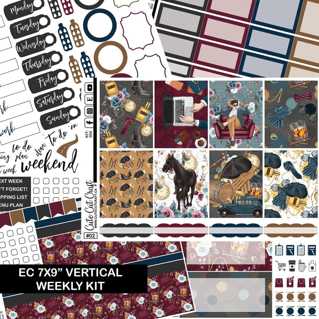 Weekly Sticker Kit Gentleman Vertical Planner Erin Condren Lifeplanner ...