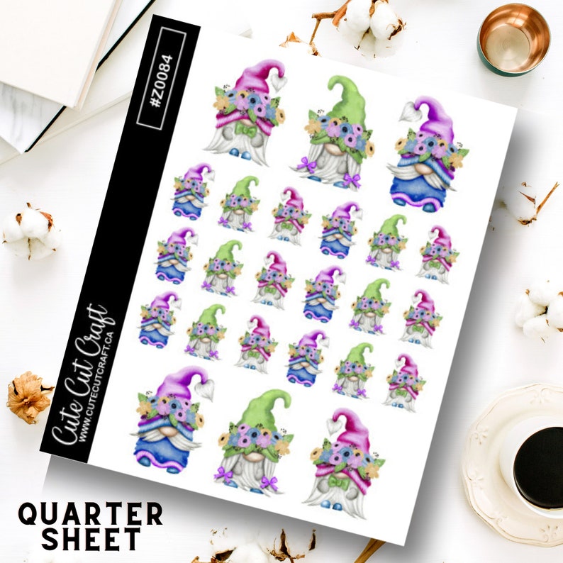 Cute Summer Gnome Planner Scrapbooking Journal stickers 