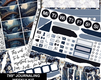 Journaling Stickers || Moonlit Bridges || Any Size Planner Sticker Kit Scrapbooking Memory Keeping