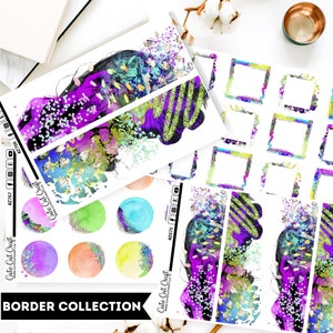 Journaling Stickers || Neon || Decorative Washi Border Planner Sheet