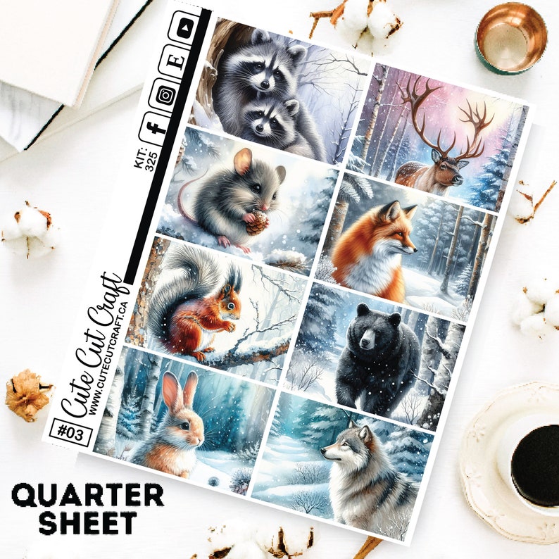 Full Box Stickers Winter Forest Planner Stickers 3 Sizes image 2