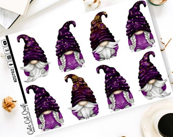 XL Gnome Planner Stickers || Purple Burst Gnomes