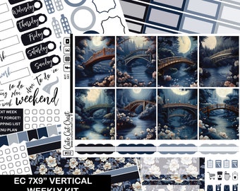 Weekly Sticker Kit || Moonlit Bridges || Vertical Planner Erin Condren LifePlanner