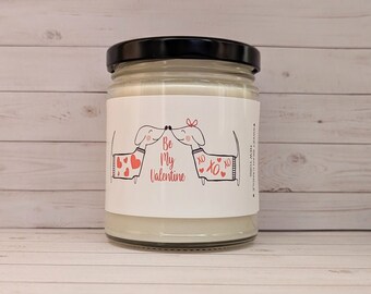 Be My Valentine Dachshund Candle, Cute Doxie Candle, Weenie, Wiener Dog, Hot Dog, Gift for Her or Him, Scented Soy Candle, Valentine's Day